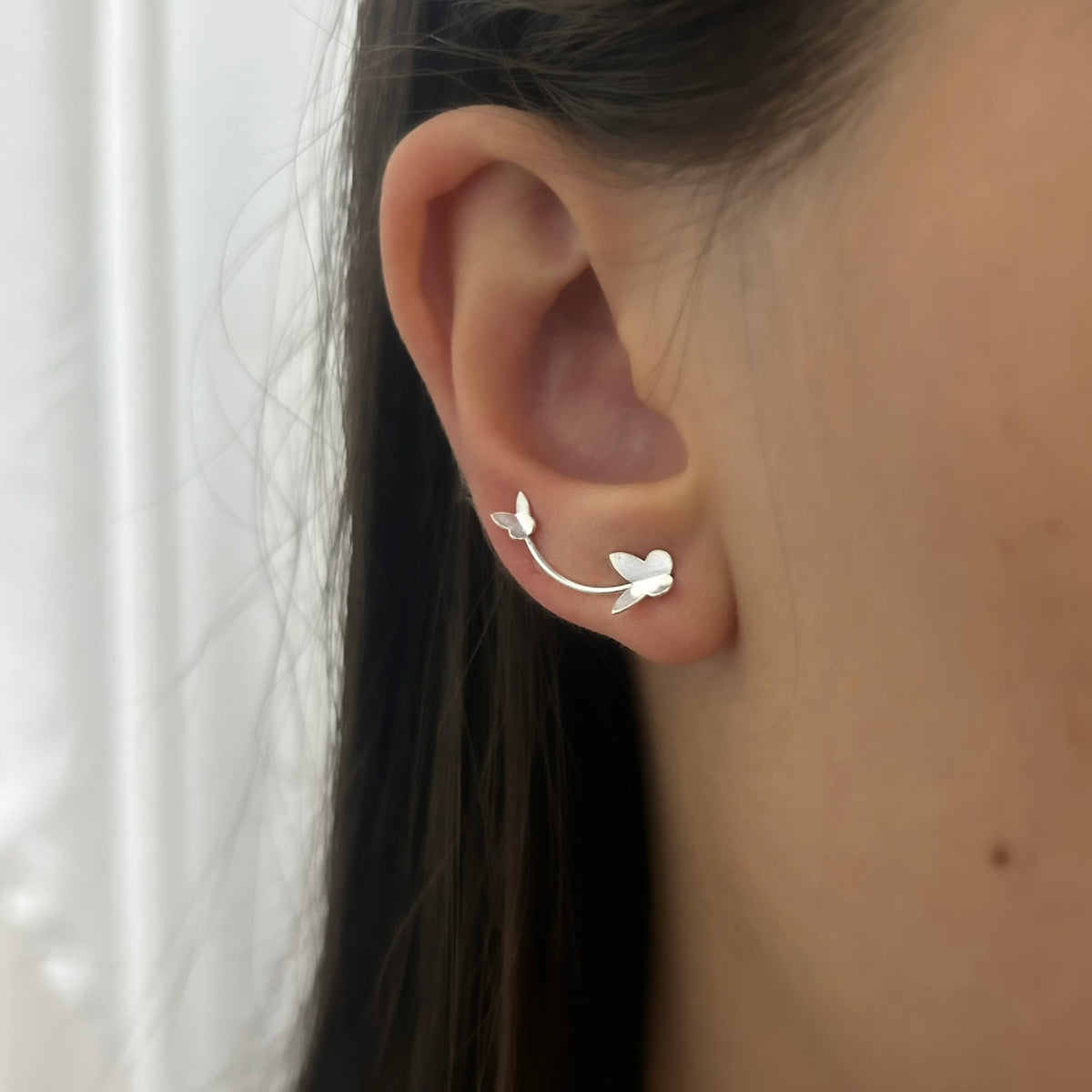 Brinco Ear Cuff Borboleta Origami Liso