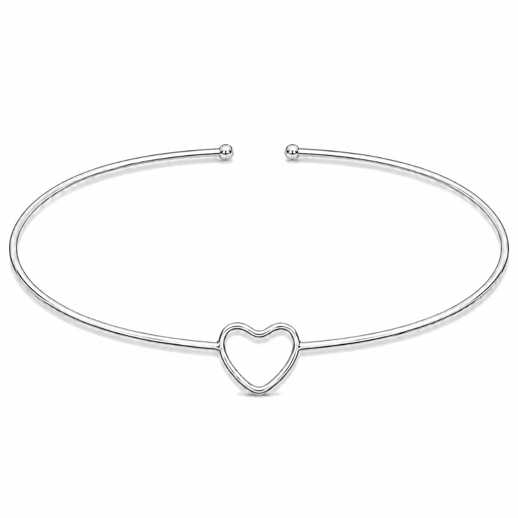 CHOKER ARO CORACAO VAZADO 2MM