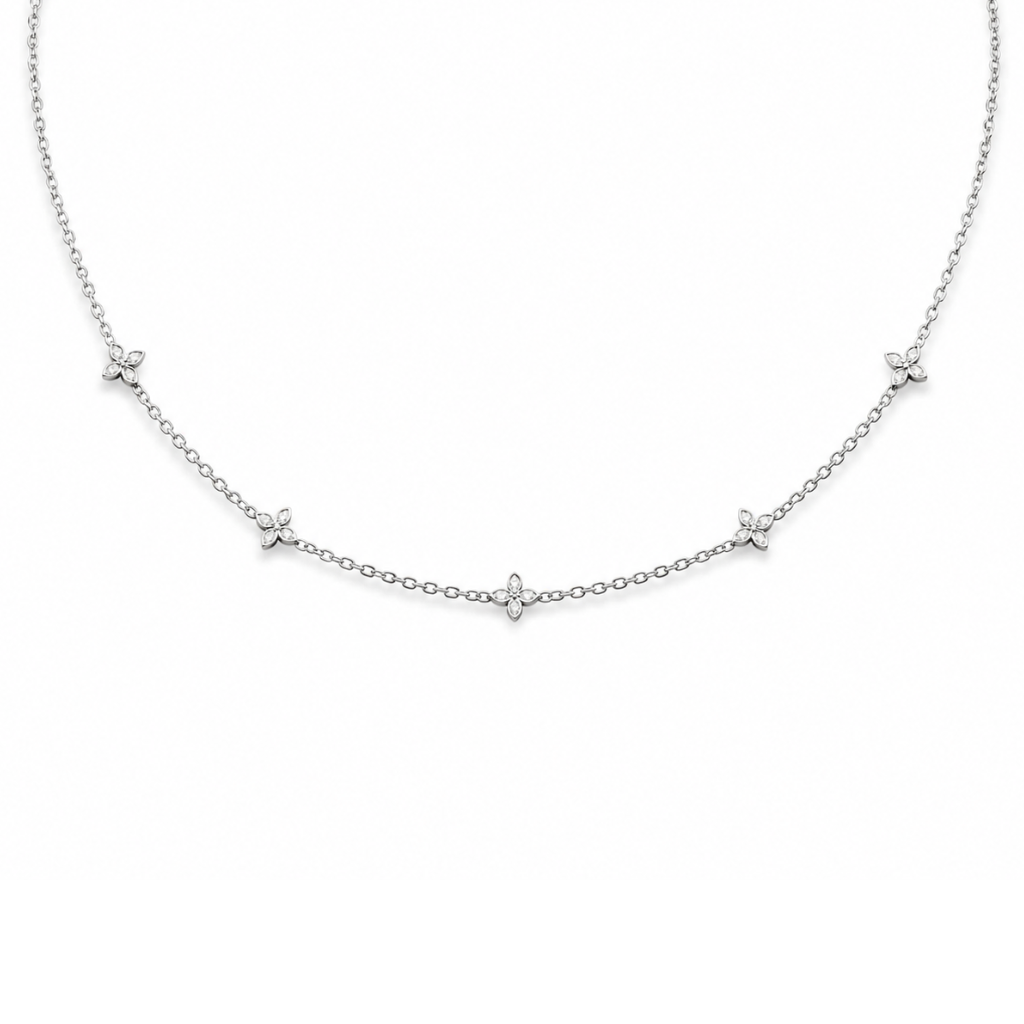 CHOCKER FLORES CRAVEJADAS INTERCALADAS 40+5CM