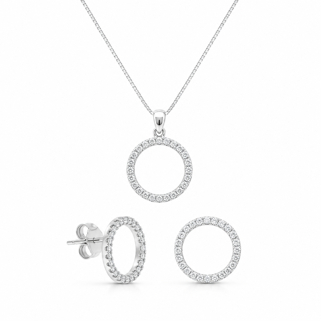 CONJUNTO ARO CIRCULAR VAZADO CRAVEJADO 45CM