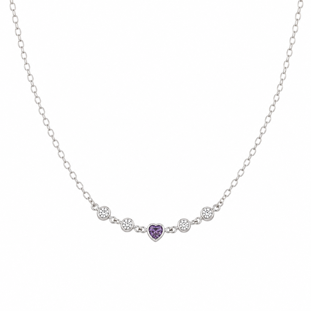 CHOKER PONTOS DE LUZ SEGMENTADOS/CORACAO CENTRAL LILAS 40+5CM