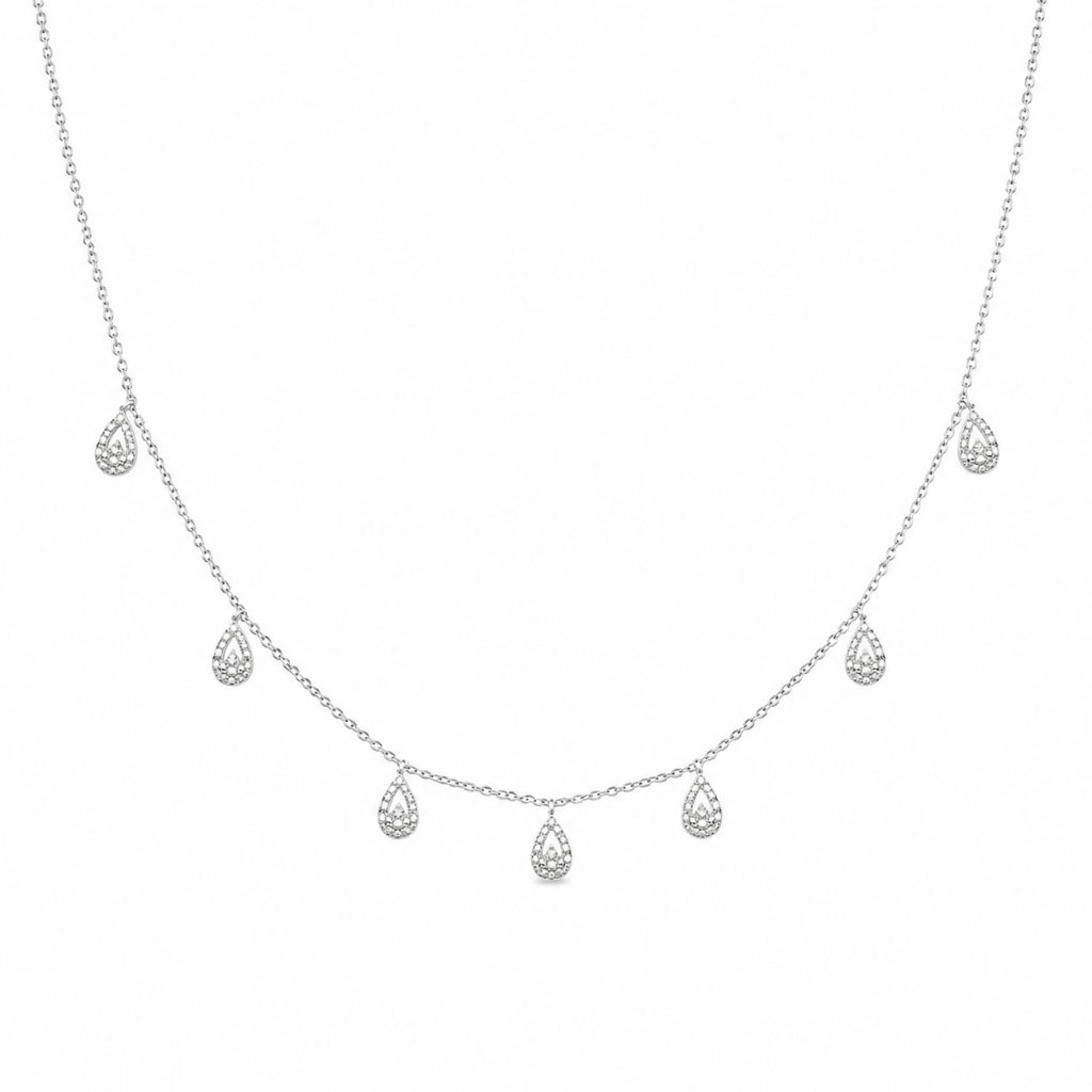 CHOKER 6 GOTAS CRAVEJADAS PENDURADAS 40+5CM