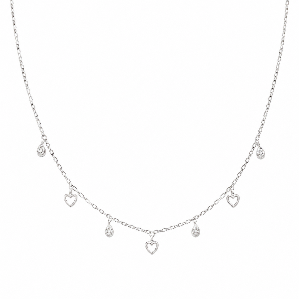 CHOCKER PONTOS DE LUZ PENDURADOS/CORACAO VAZADO 40+5CM