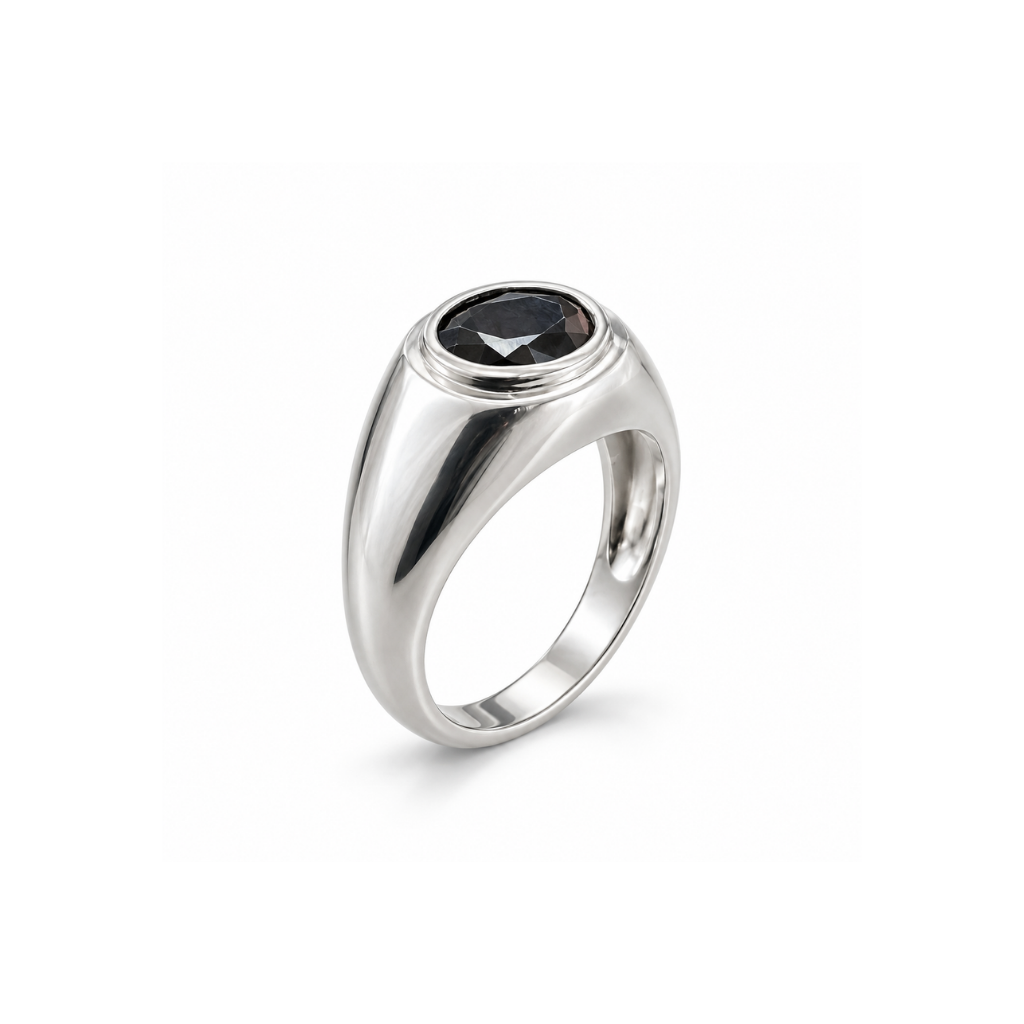 ANEL PEDRA ONIX OVAL LISO 8MM