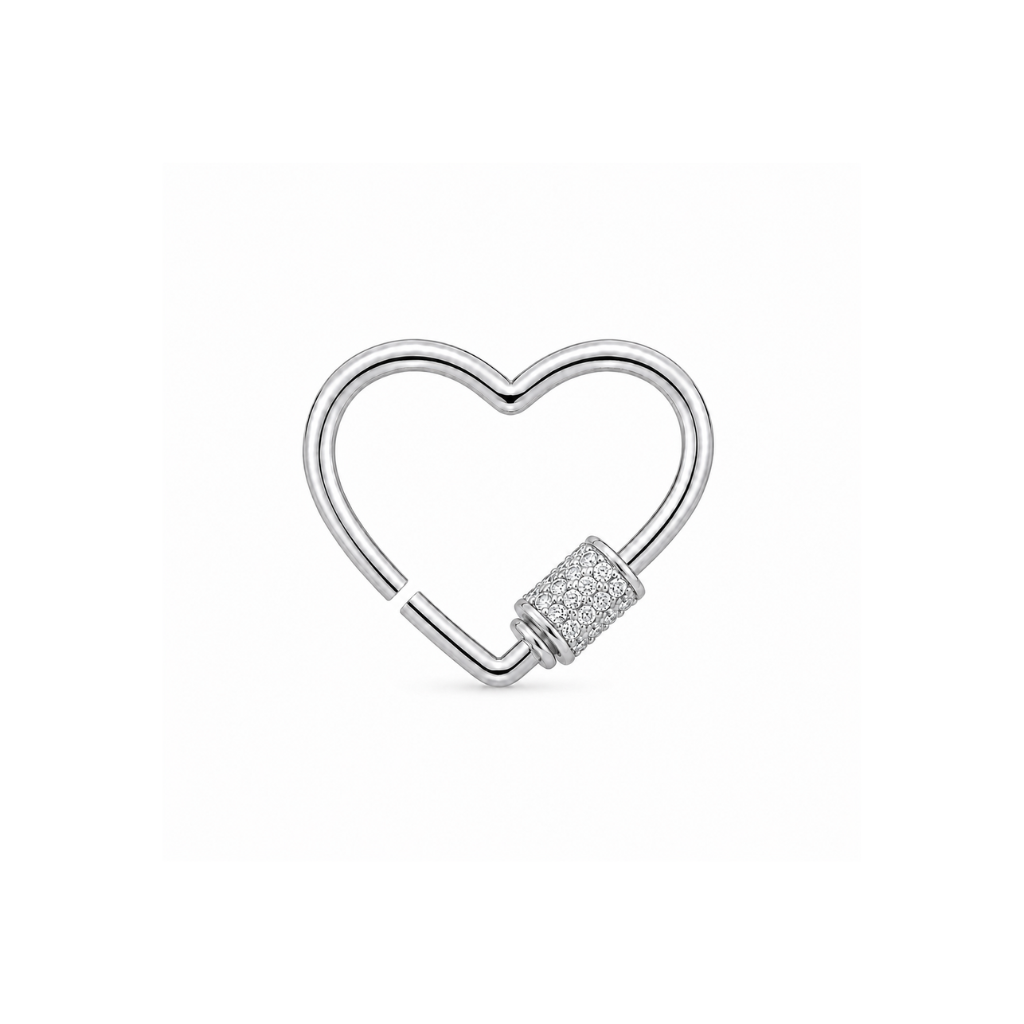 PIERCING CORACAO C/ QUADRADO CRAVEJADO