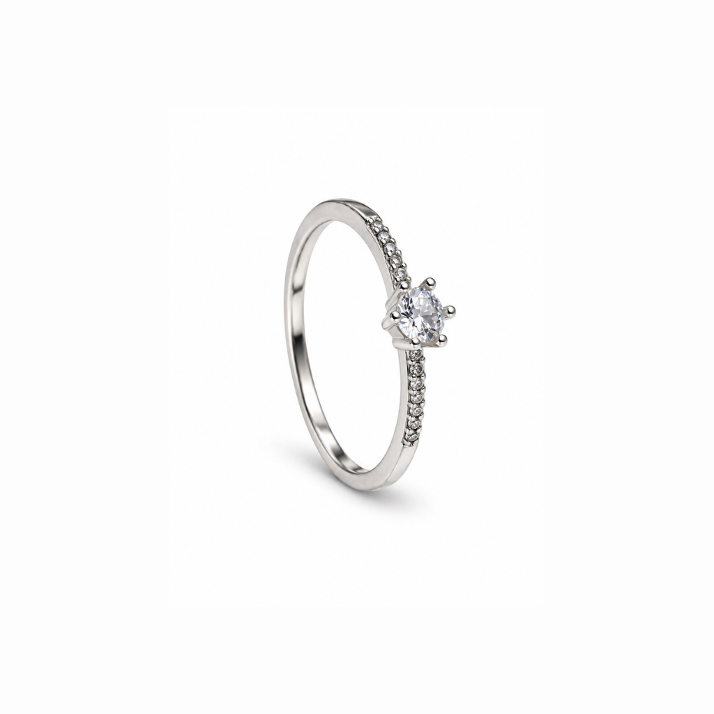 ANEL SOLITARIO CRAVEJADO 6 GARRAS 4MM