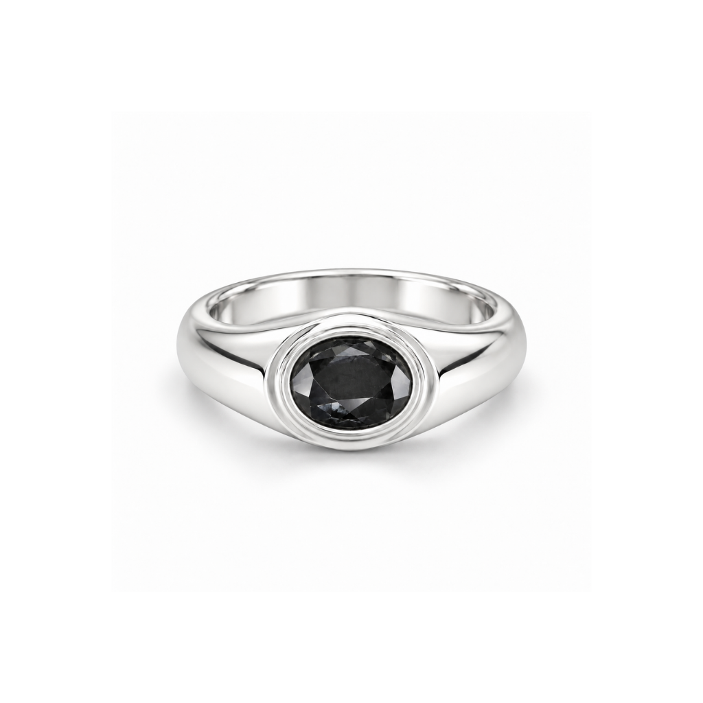 ANEL PEDRA ONIX OVAL LISO 8MM