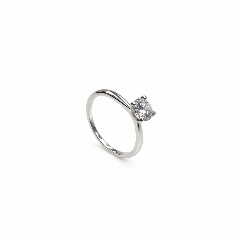 ANEL SOLITARIO LISO 4 GARRAS 6MM