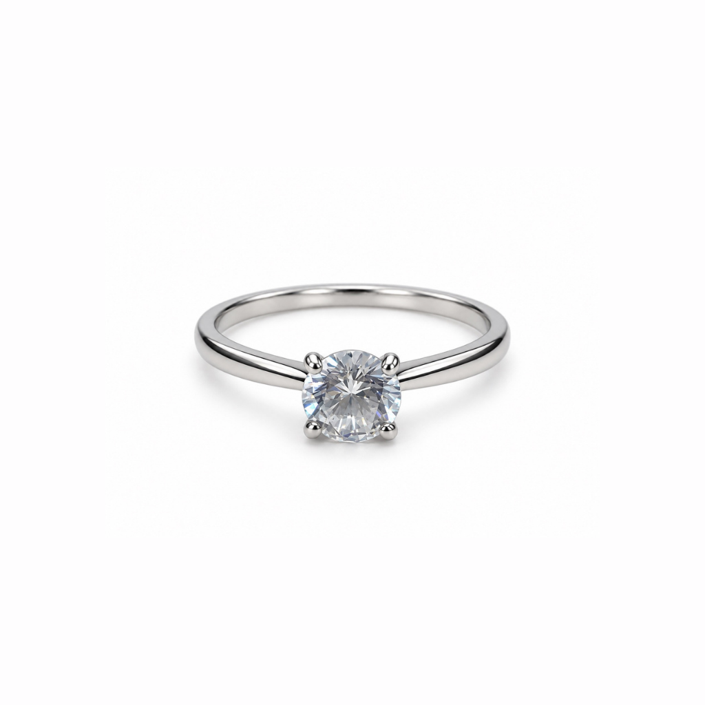 ANEL SOLITARIO LISO 4 GARRAS 6MM