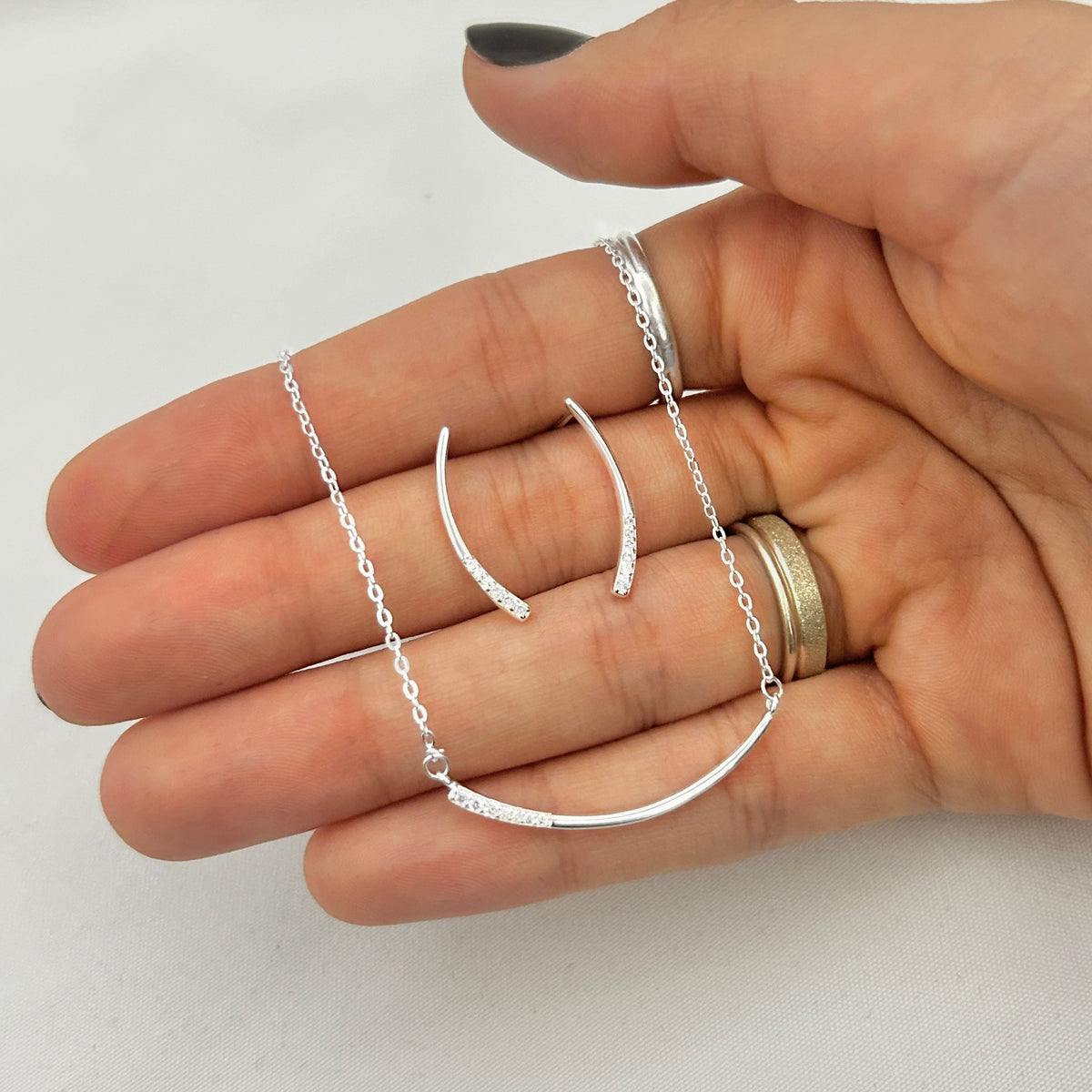 Conjunto Palito Torto Minimalista Cravejado/Liso