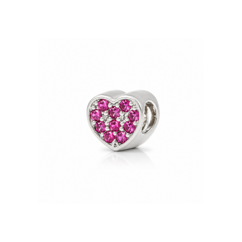 BERLOQUE SEPARADOR CORACAO CRAVEJADO ROSA PINK 1760