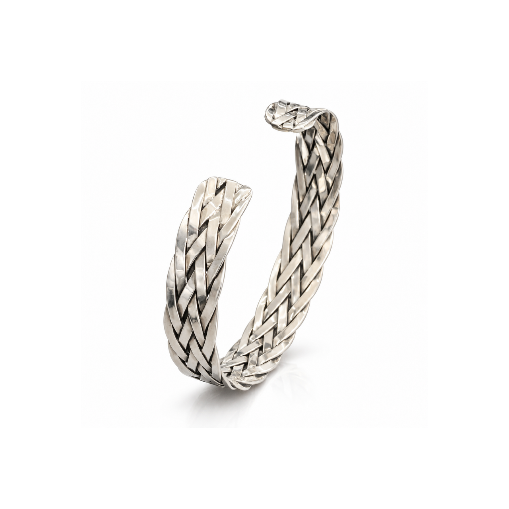 BRACELETE TRANÇADO PRATA ESCURECIDA