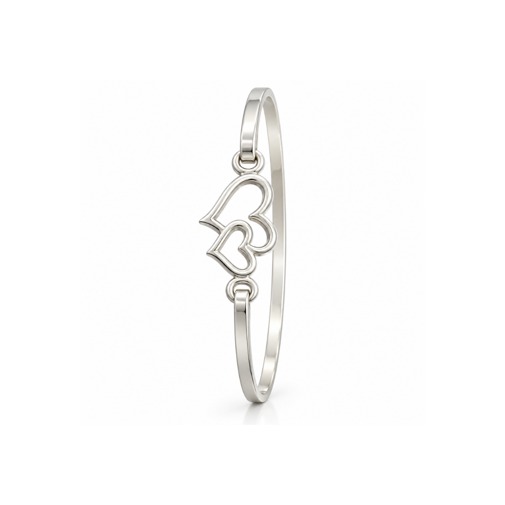 BRACELETE CORACAO DUPLO VAZADO LISO