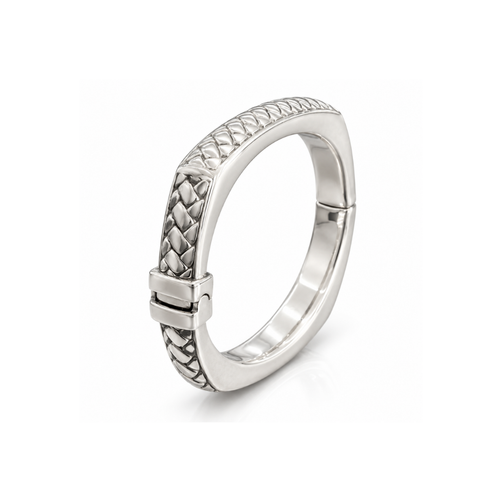 BRACELETE ELETROFORMACAO ARO QUADRADO TEXTURIZADO 1,1CM