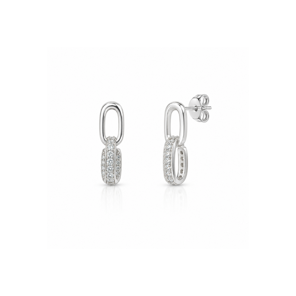 BRINCO ELOS OVAIS CRAVEJADO/LISO 1,9CM