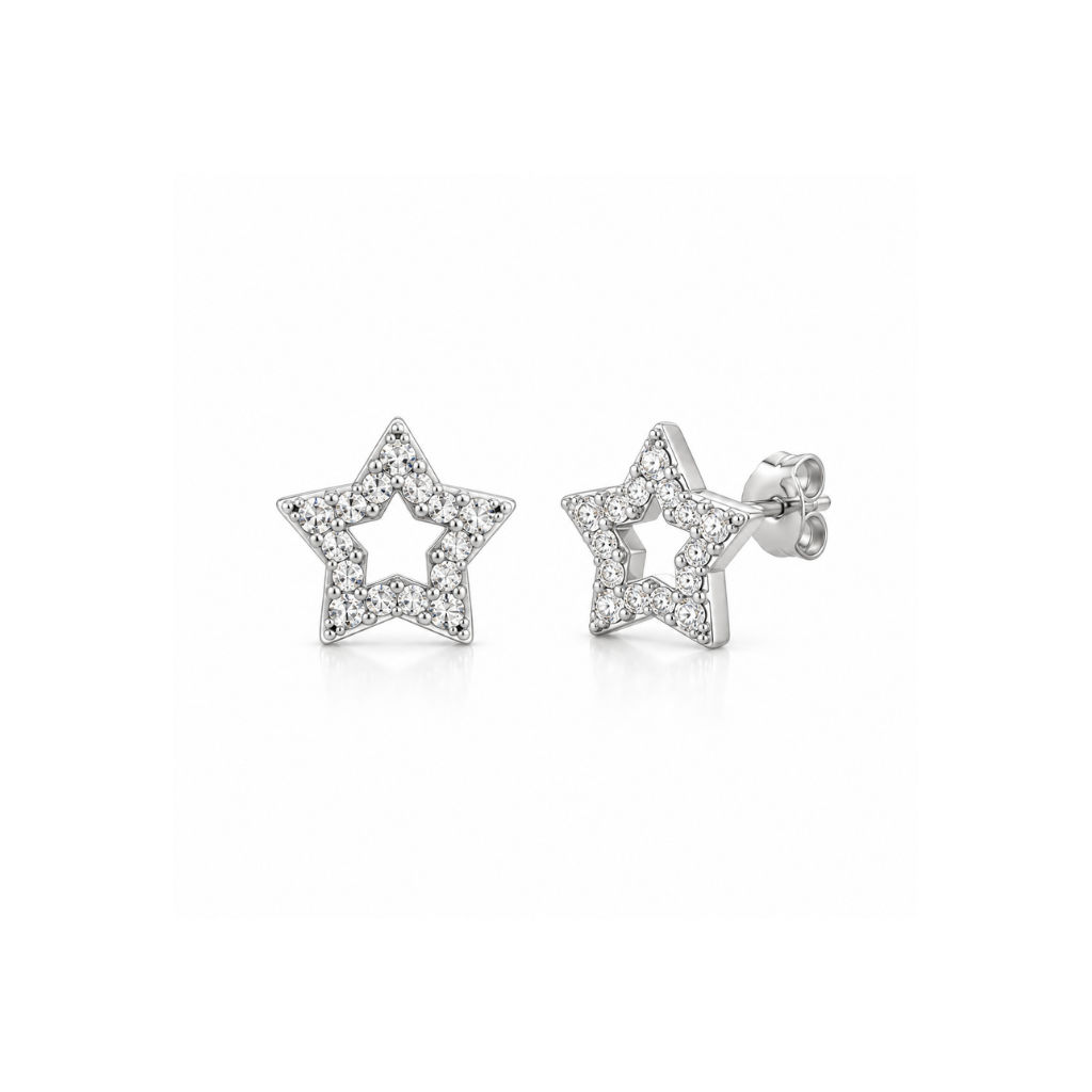 BRINCO ESTRELA VAZADA CRAVEJADA 5MM