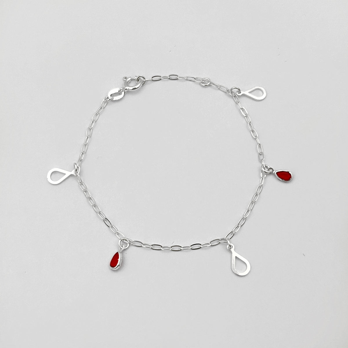 Pulseira Gotas Penduras Vazada/Vermelhas