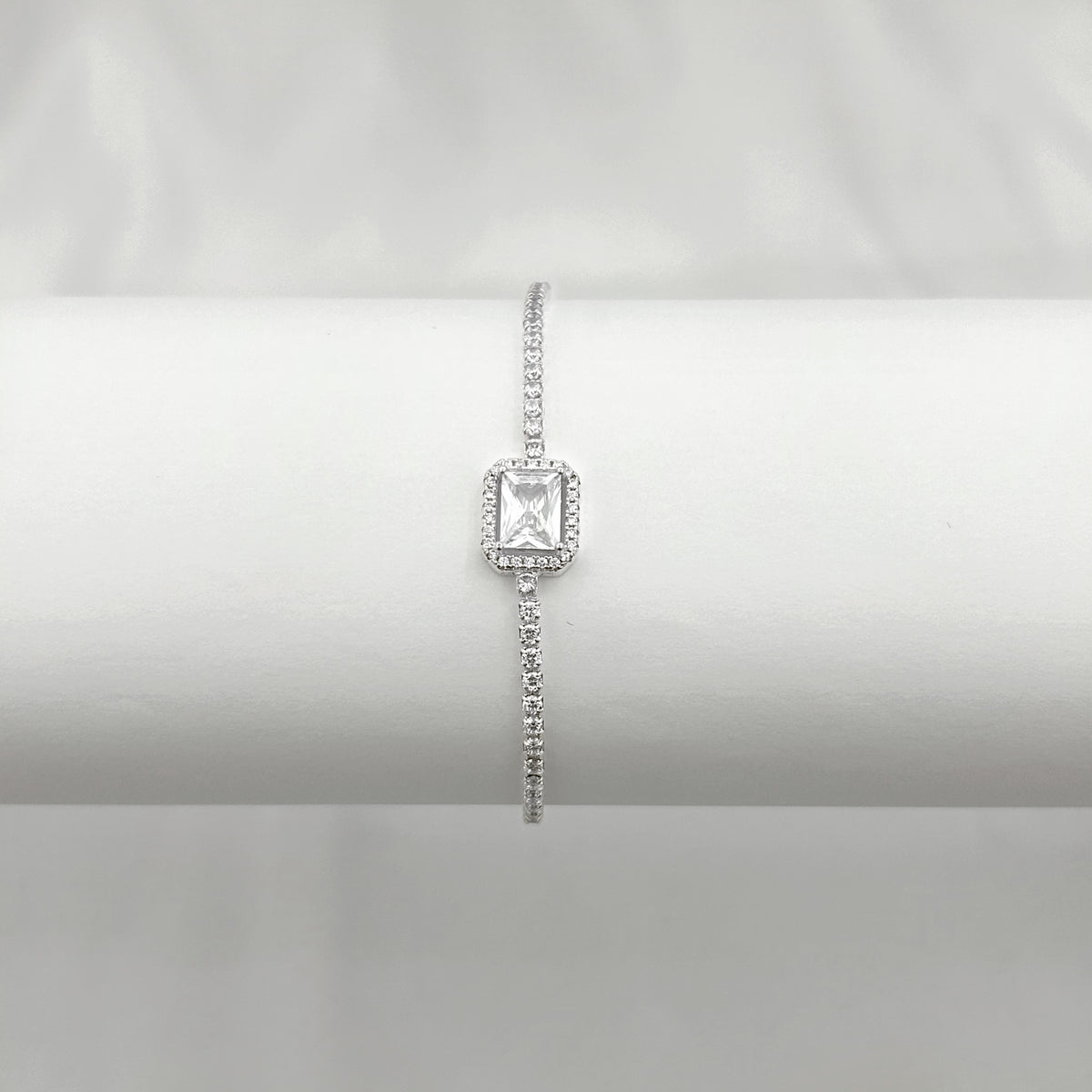 Pulseira Riviera 2mm Cristal Rentagular Cravejado