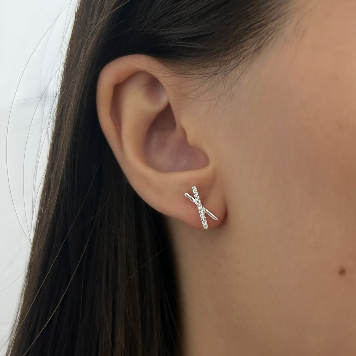Brinco 2 Aros em X Cravejado/Liso
