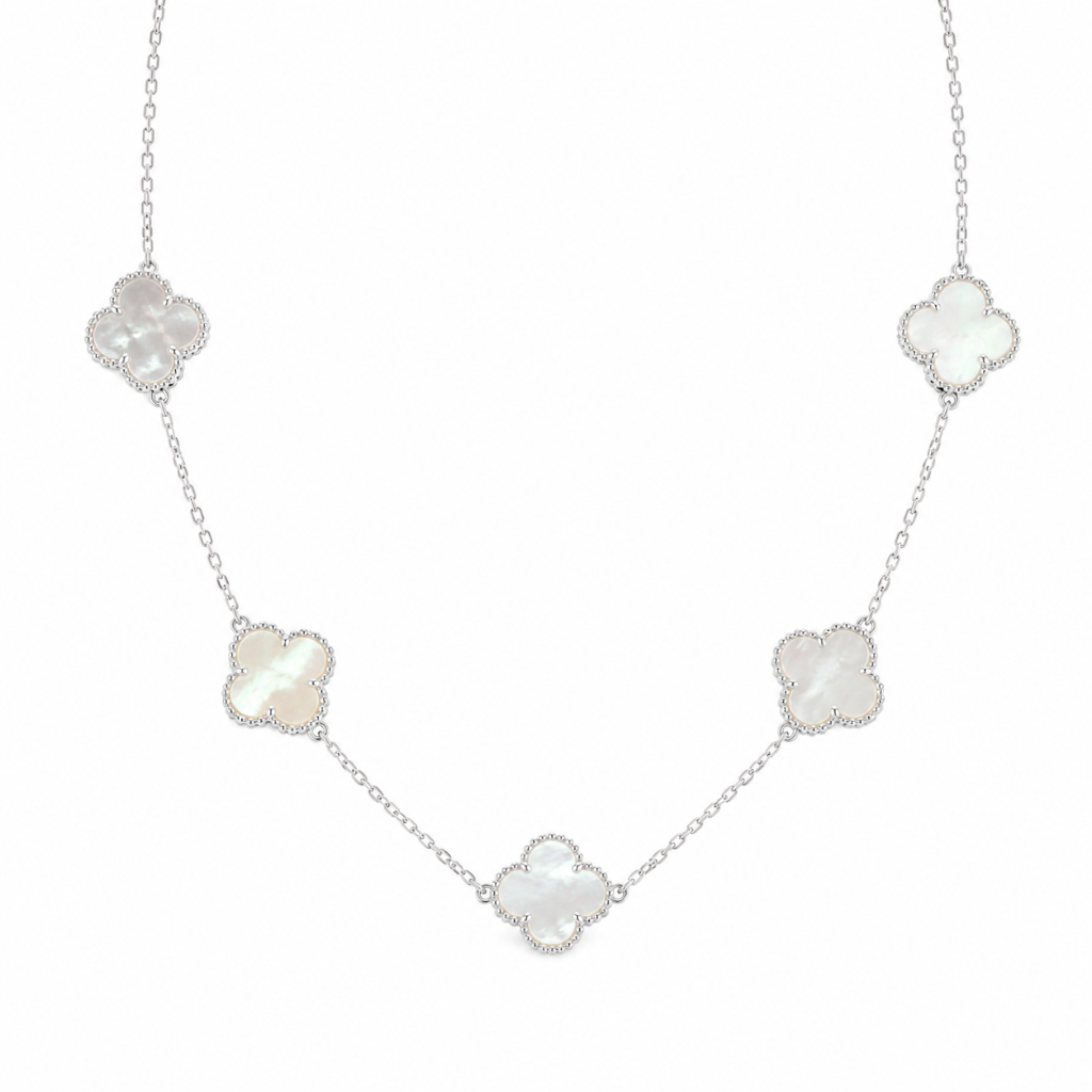 CHOKER 5 TREVOS MADREPEROLA 1,4CM 40+5CM