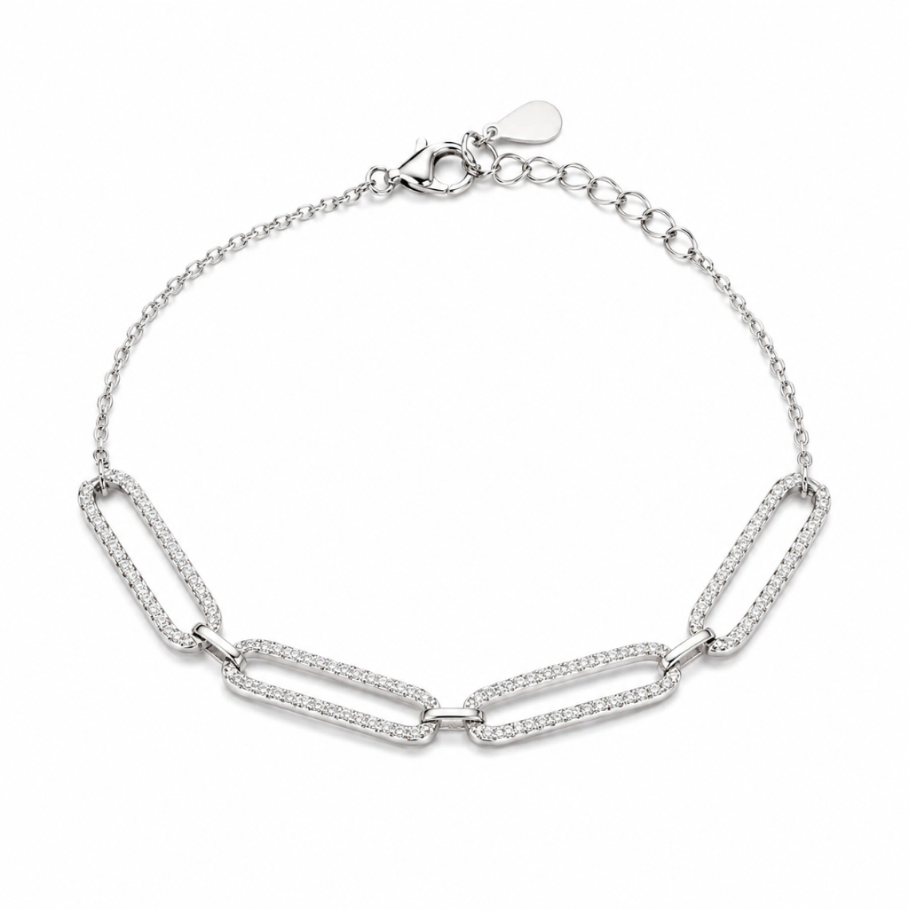 PULSEIRA ELOS RETANGULARES CRAVEJADOS 5MM
