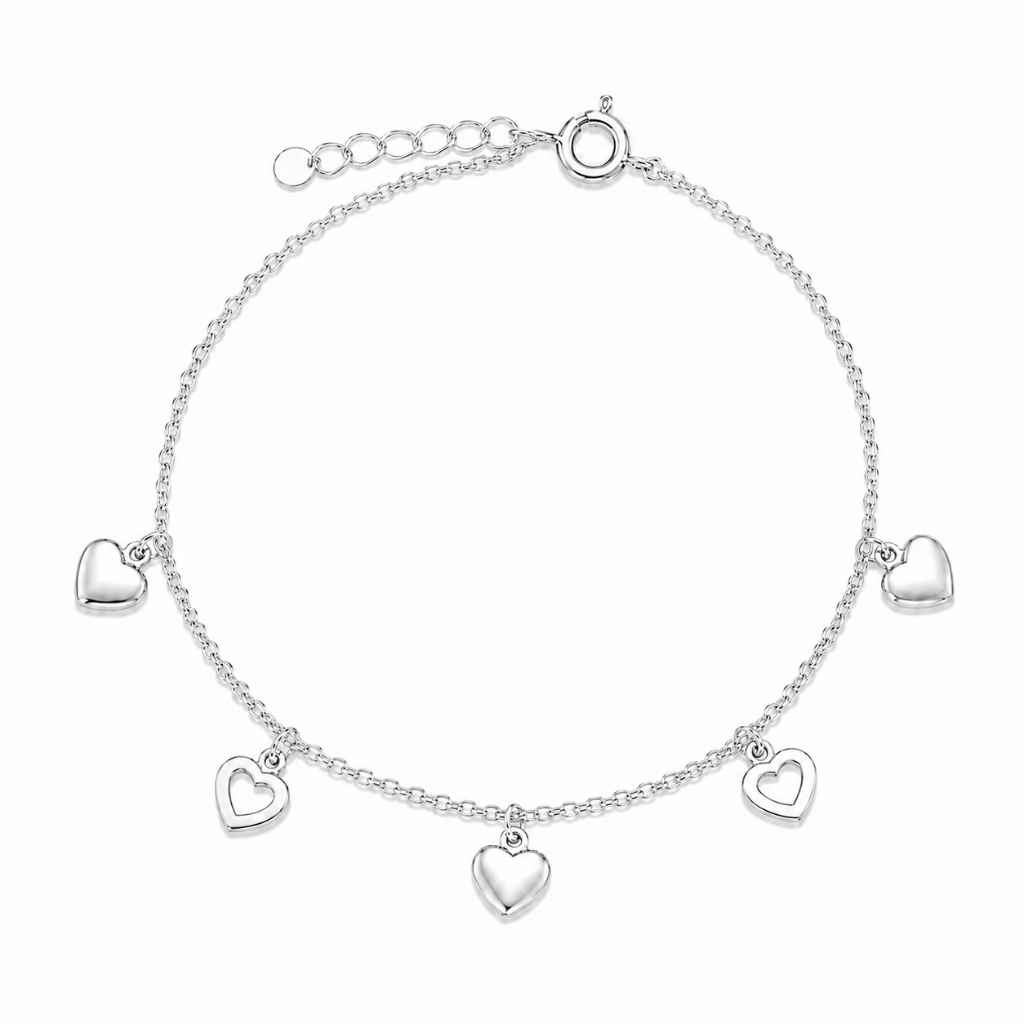 PULSEIRA CORAÇÕES PENDURADOS LISO/VAZADO