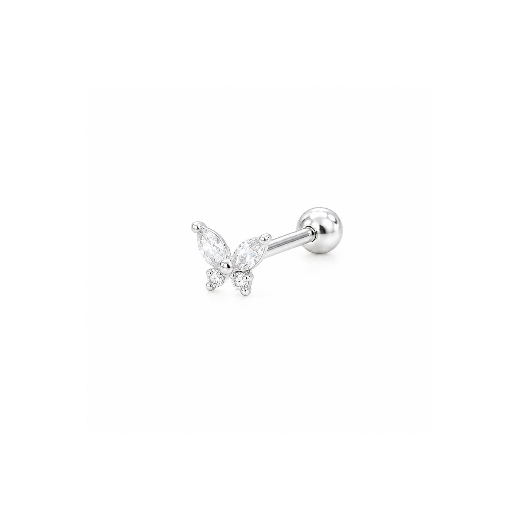 PIERCING BORBOLETA CRAVEJADA 4MM