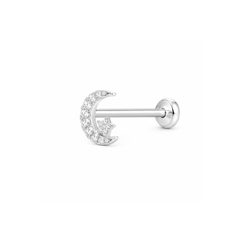 PIERCING LUA CRAVEJADA COM ESTRELA 6MM