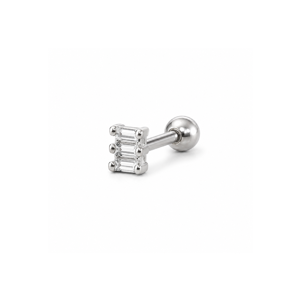 PIERCING RETANGULAR 3 CRISTAIS 4MM
