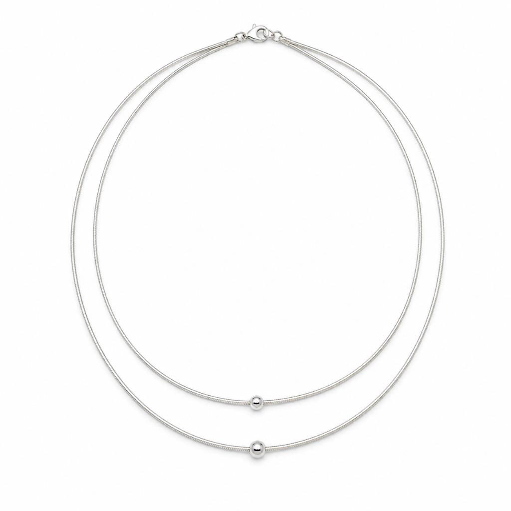 CHOKER 2 FIOS ARO RIGIDO/BOLINHAS CENTRAIS