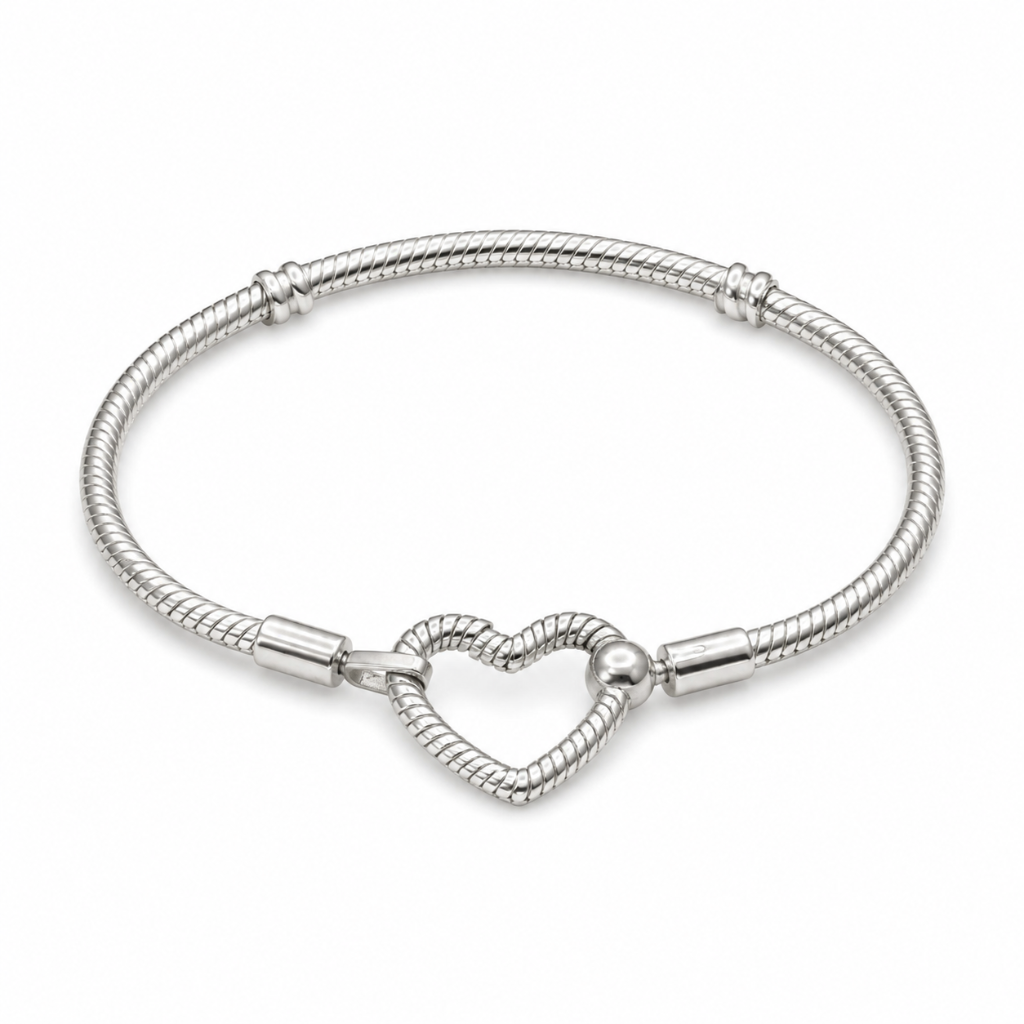 PULSEIRA PANDORA FECHO CORACAO TEXTURIZADO