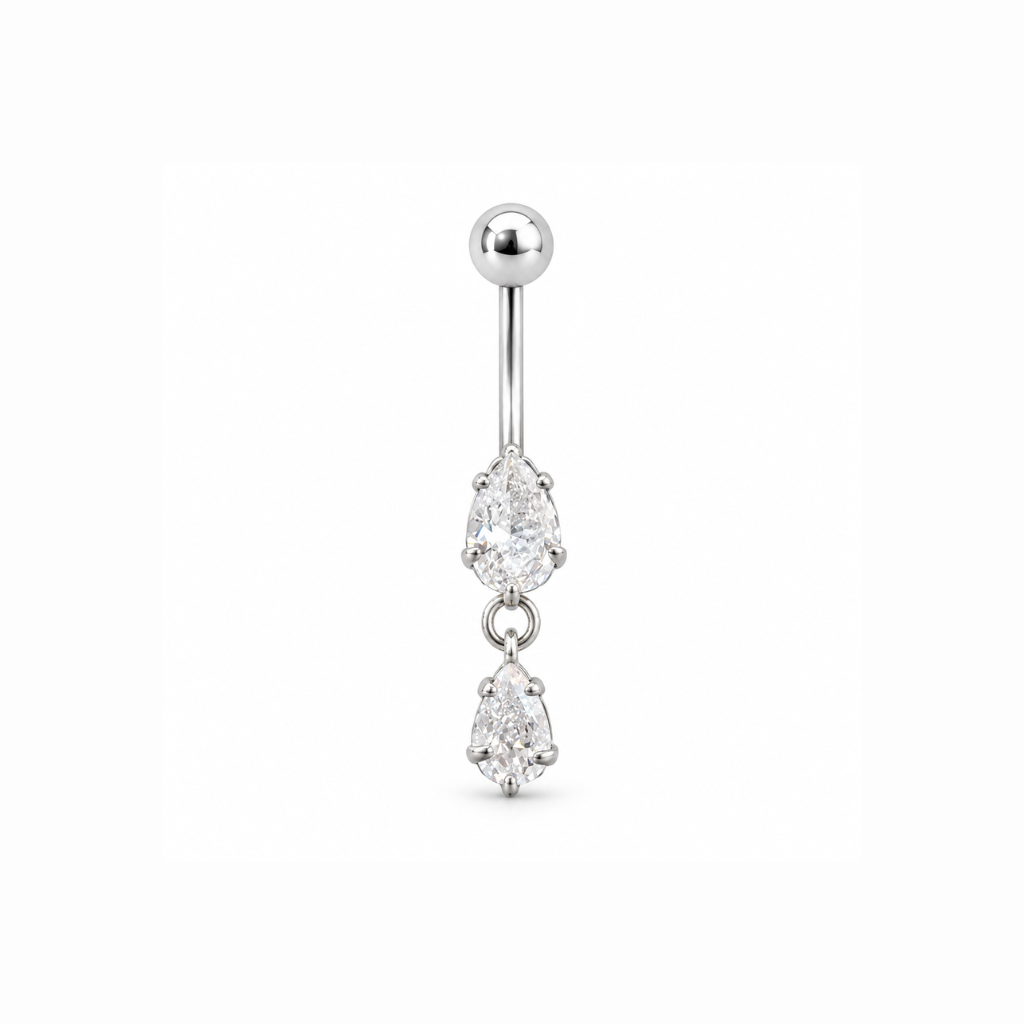 PIERCING UMBIGO GOTA 7MM/PINGENTE GOTA PENDURADO 5MM