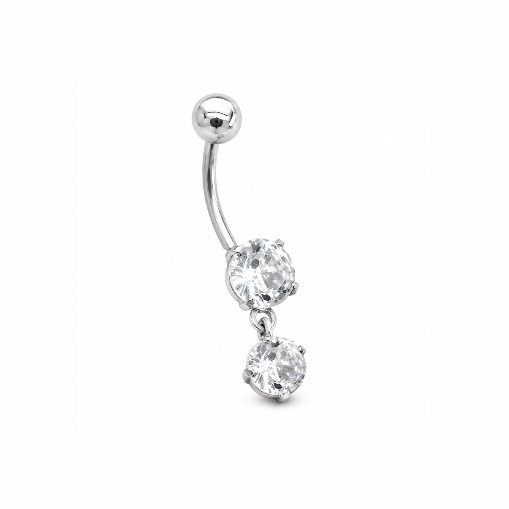 PIERCING UMBIGO 5MM/PONTO DE LUZ PENDURADO