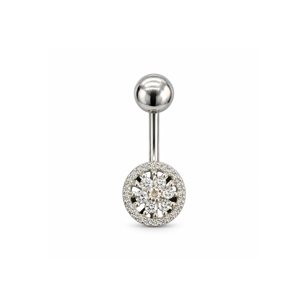 PIERCING UMBIGO CIRCULO CRAVEJADO
