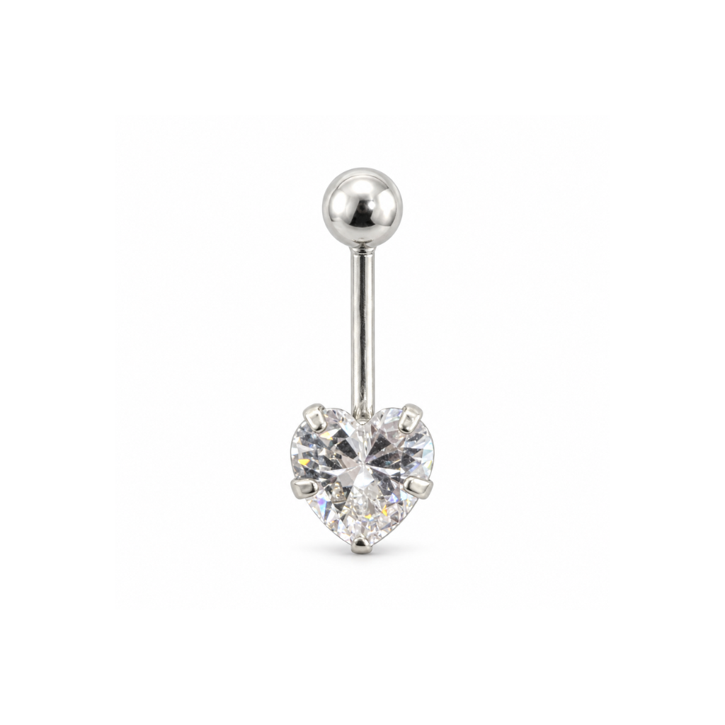 PIERCING UMBIGO CORACAO PONTO DE LUZ 10MM