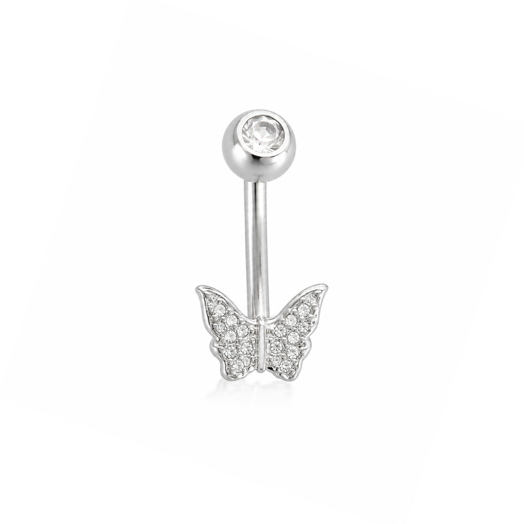 PIERCING UMBIGO BORBOLETA CRAVEJADA