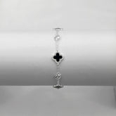 Pulseira Trevos em Pedra Onix Intercalados com Pontos de Luz