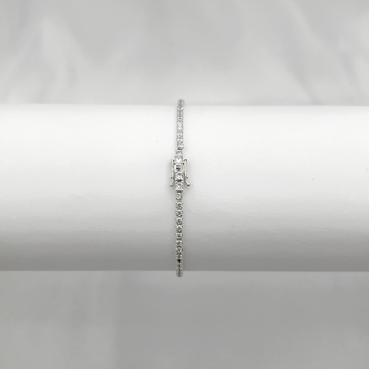 Pulseira Riviera 2mm Cristal Rentagular Cravejado