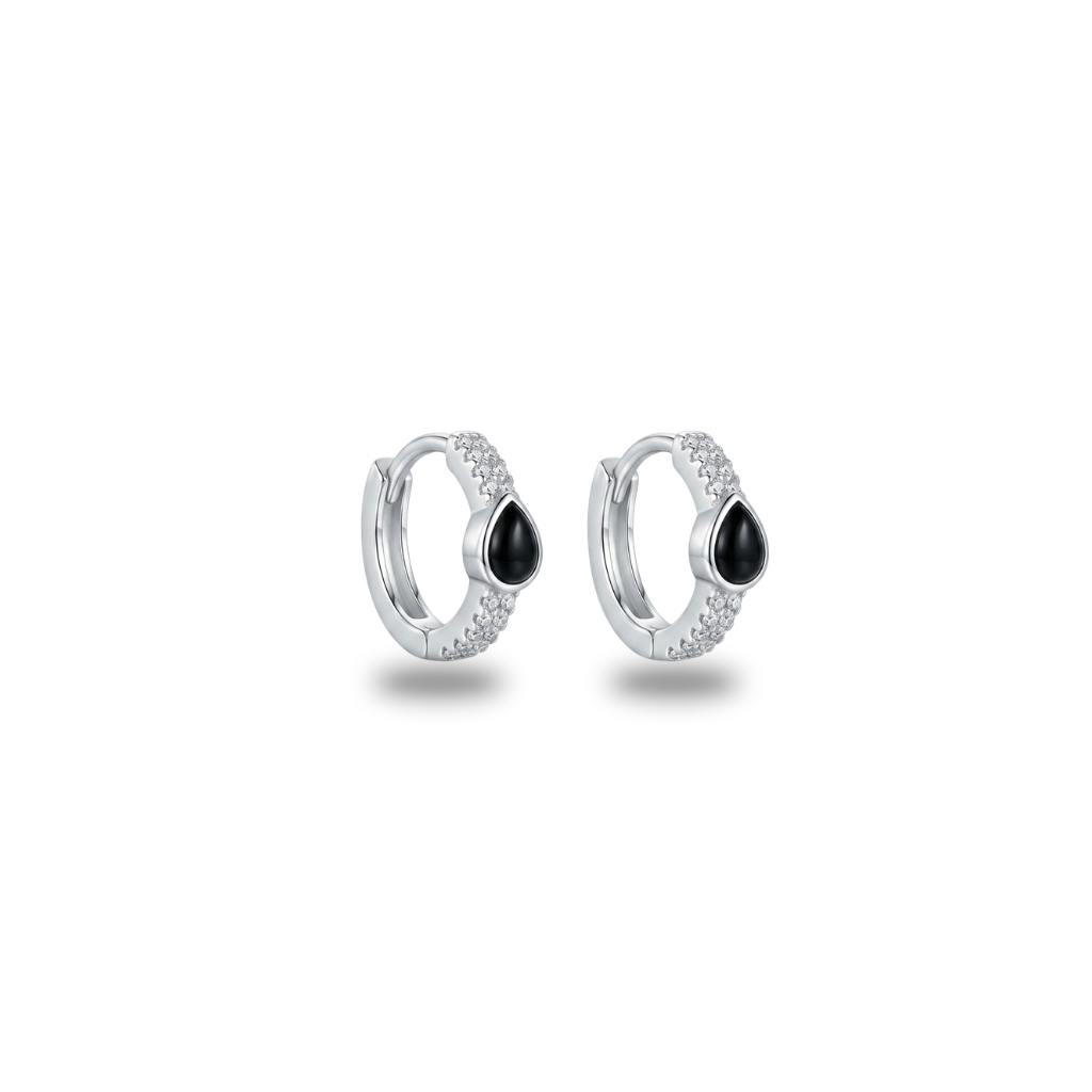 ARGOLA CRAVEJADA PEDRA ONIX GOTA