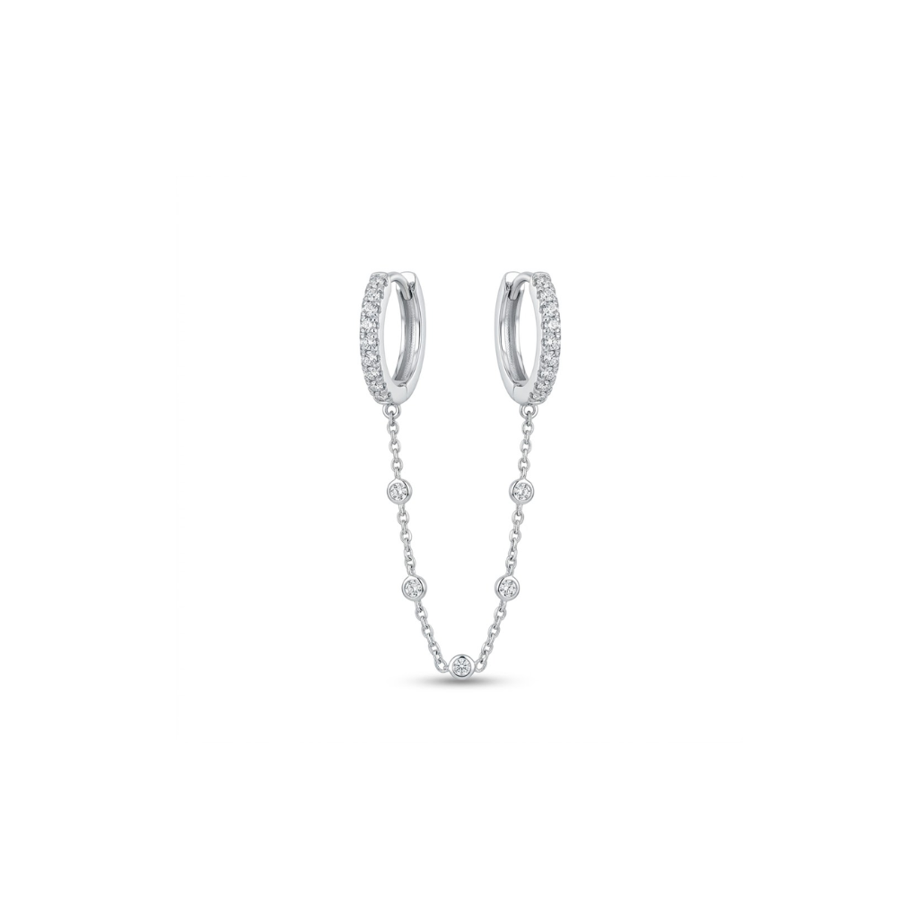 ARGOLA CRAVEJADA 2 EM 1 COM CORRENTE PENDURADA COM PONTOS DE LUZ 2MMX1,1CM