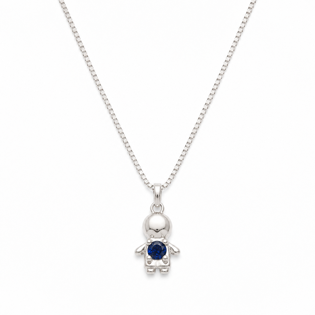 COLAR PINGENTE MENINO LISO PEDRA AZUL