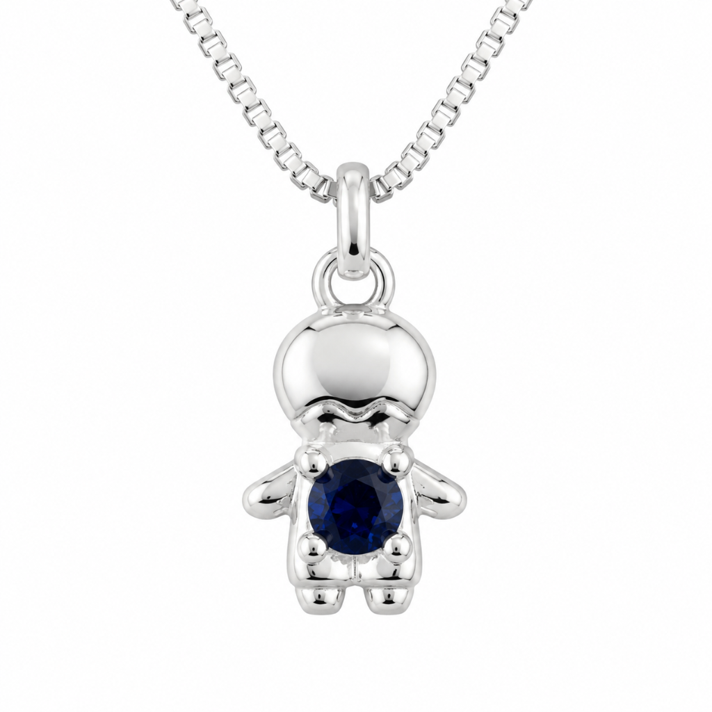 COLAR PINGENTE MENINO LISO PEDRA AZUL