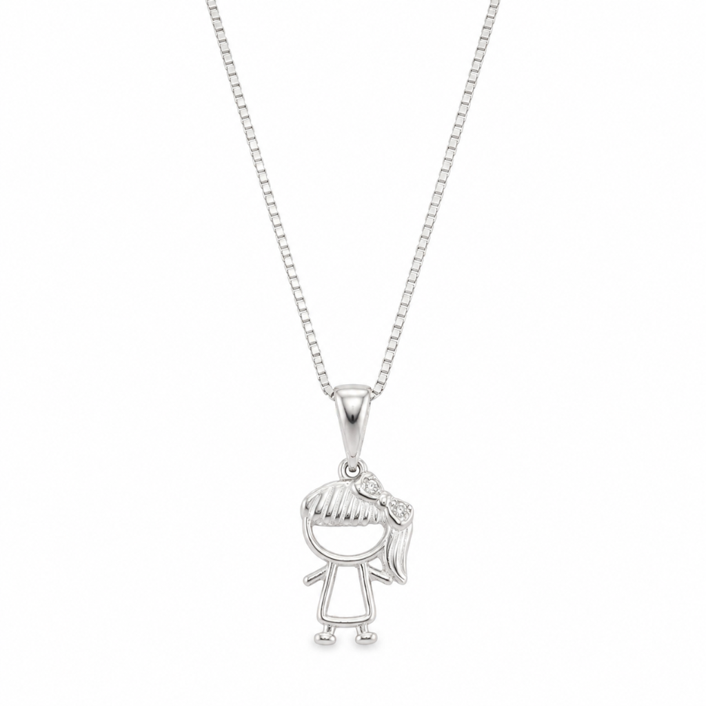 COLAR PINGENTE MENINA CRAVEJADO 1,1 CM