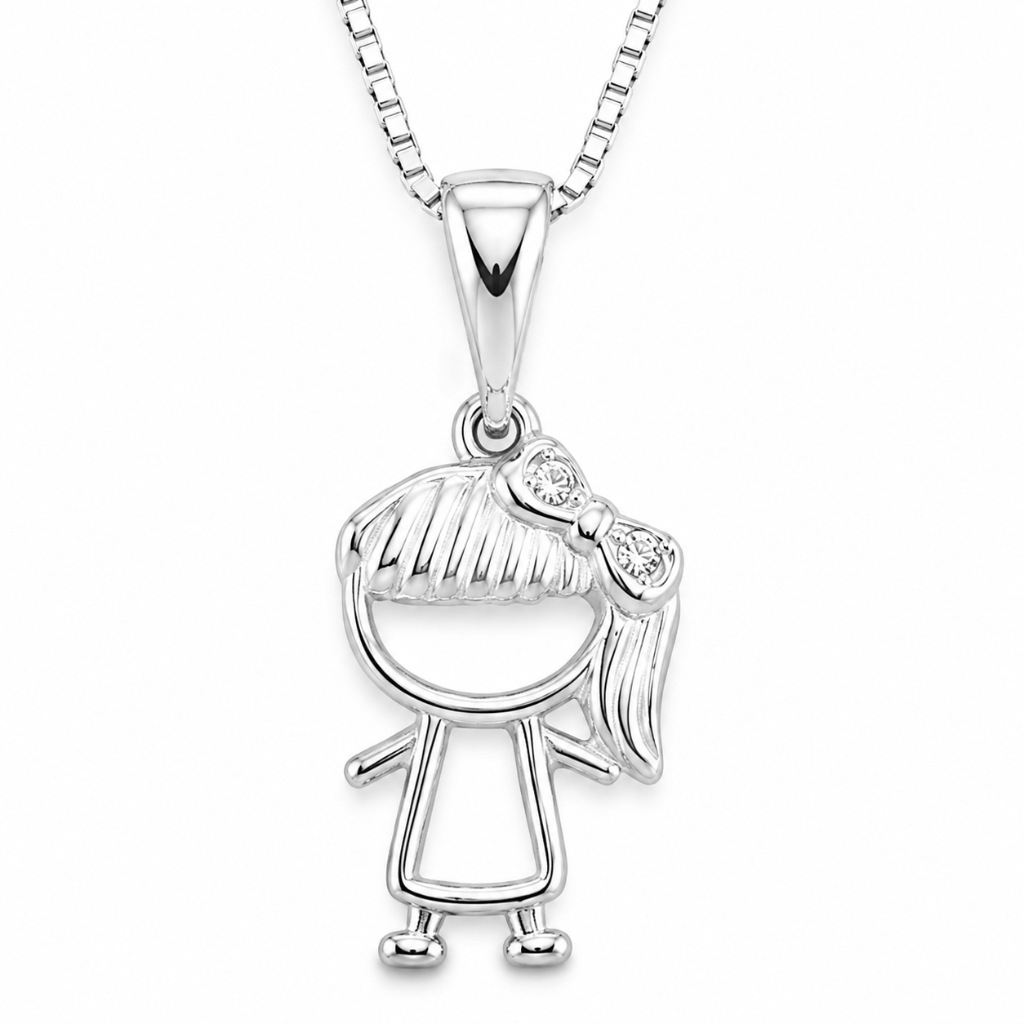 COLAR PINGENTE MENINA CRAVEJADO 1,1 CM