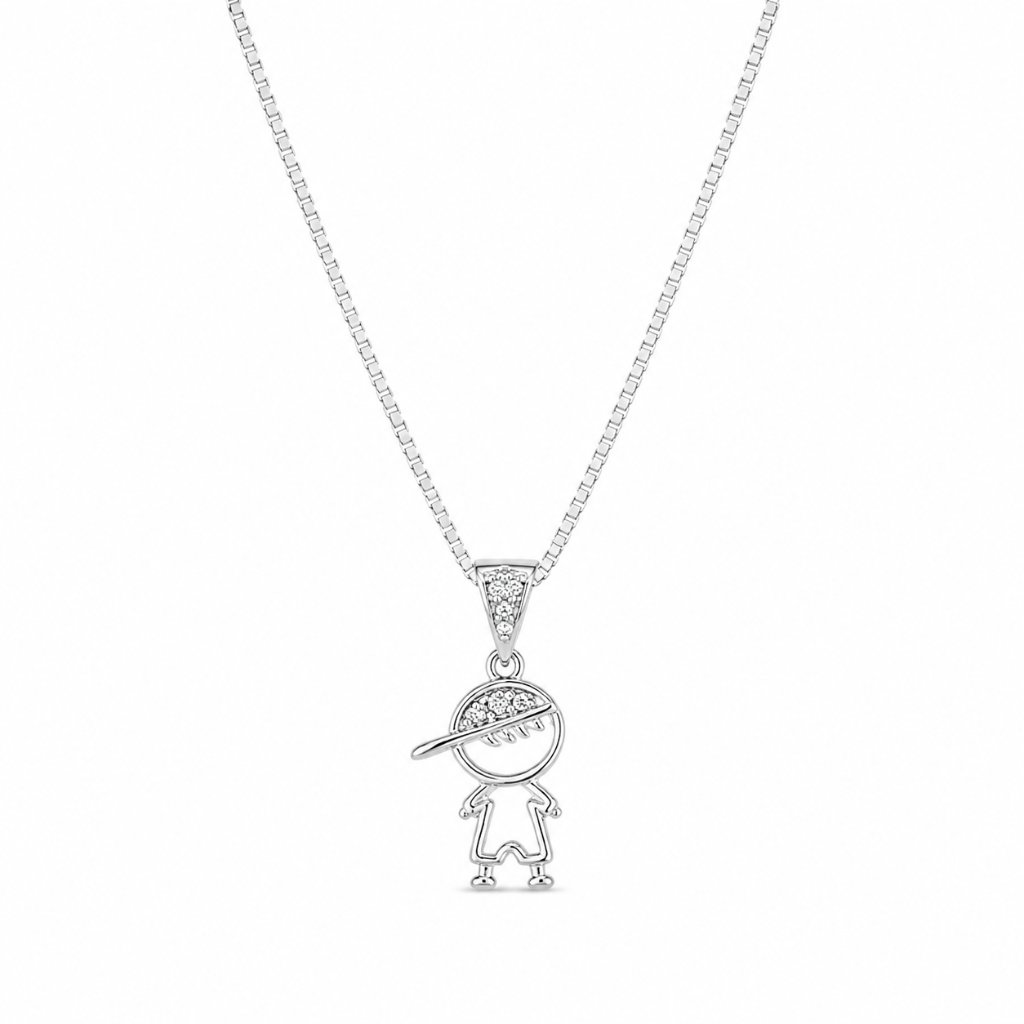 COLAR PINGENTE MENINO CRAVEJADO 1,1CM
